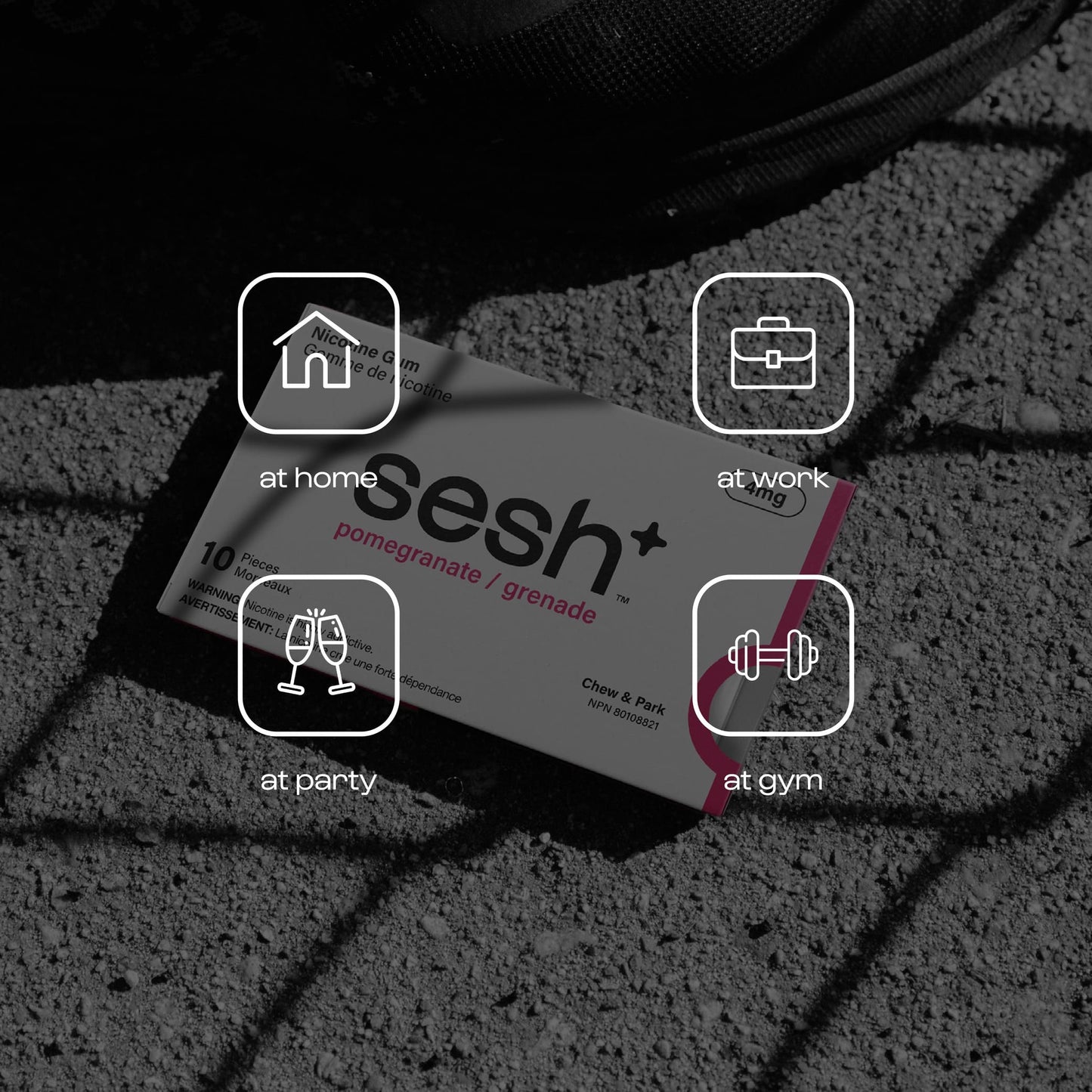 Sesh+ Nicotine Gum Pomegranate