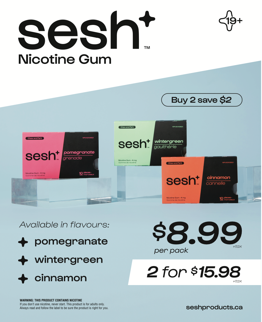 Sesh+ Nicotine Gum Price Sign - 8.5x11 - Double Sided - $15.98 (no holder)