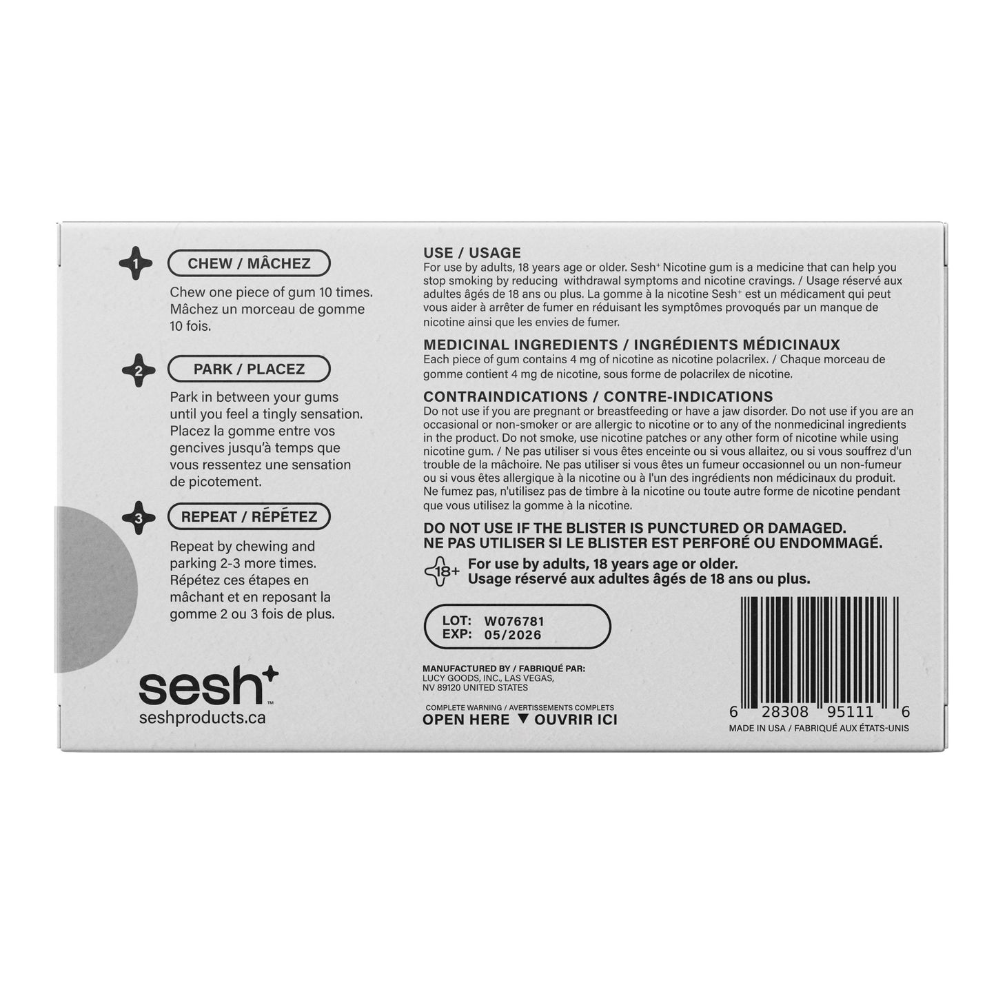 Sesh+ Nicotine Gum Citrus