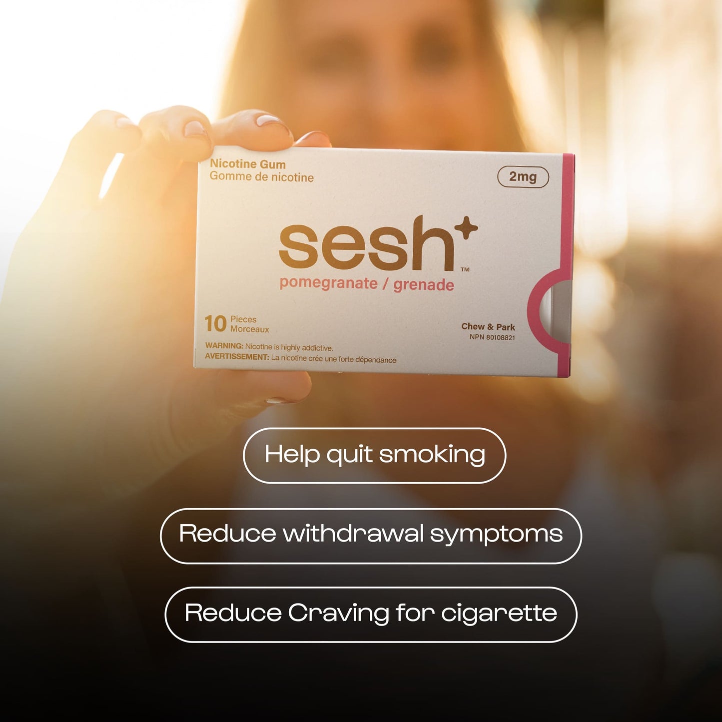 Sesh+ Nicotine Gum Pomegranate