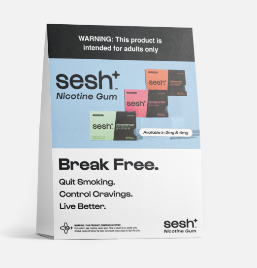 Sesh+ Nicotine Gum Tent Cards - Available Here